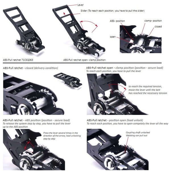 VDH Cliquet VDH ABS 50 mm avec poignée large, 5 000 kg