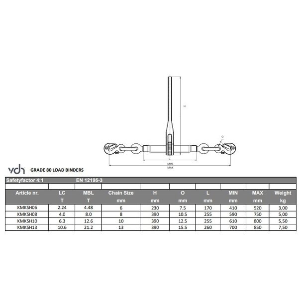 VDH VDH Load Binder, Grade 80