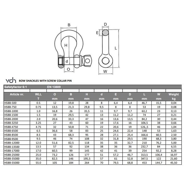 VDH VDH H-lock breast bolt