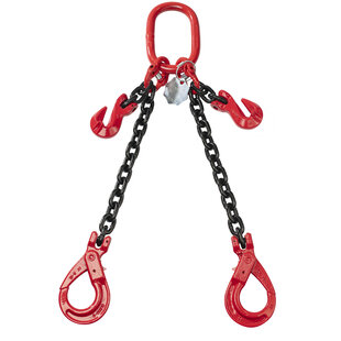 VDH Chain 2-jump with safety and notch hooks, Ø 6 mm