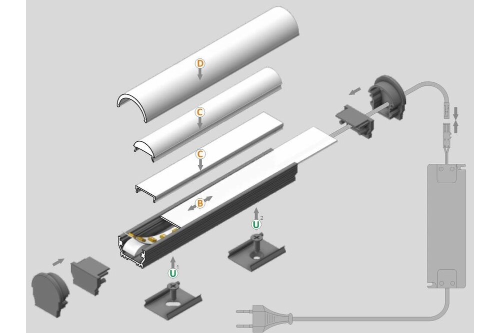 OMNI 12mm Led profilé en saillie  1m-2m