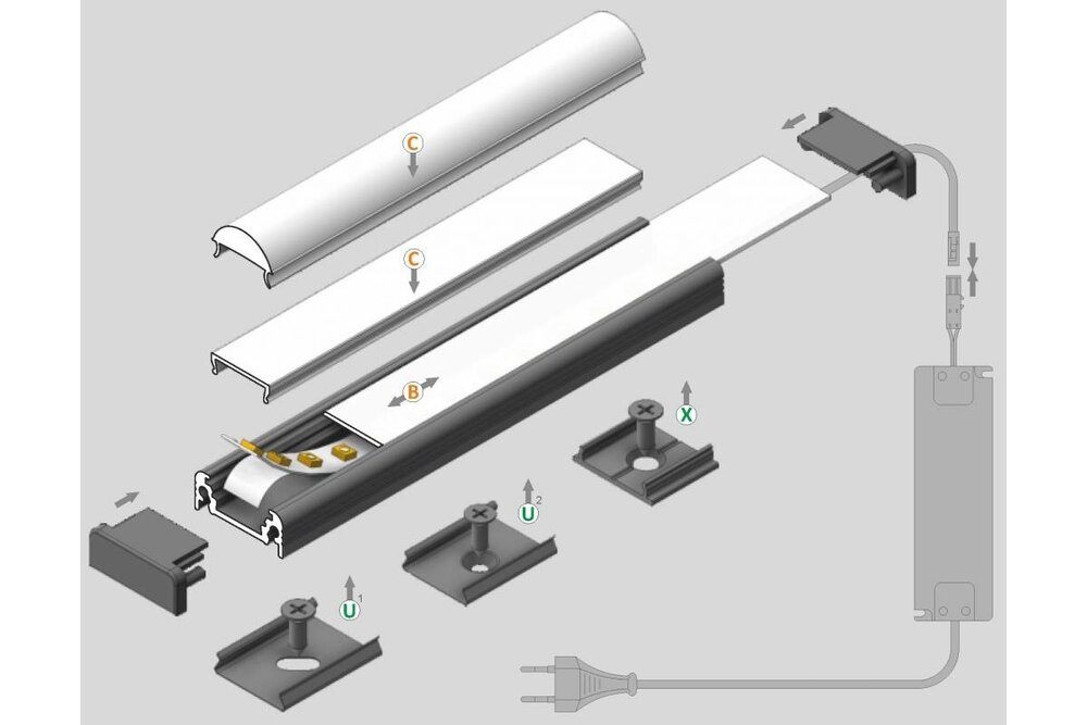 FLUID 10mm Led profilé en saillie 1m-2m