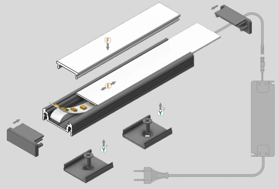 FLUID 14mm Led profilé en saillie 1m-2m