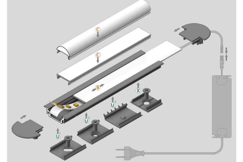 LINEA10 Profilé LED encastré 10mm 1m-2m
