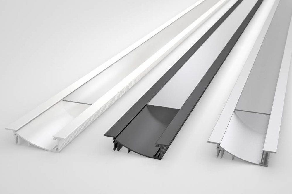 Profilé encastré en aluminium pour bande LED avec diffuseur - 36x28mm - 4  clips - 2 embouts - 2 mètres