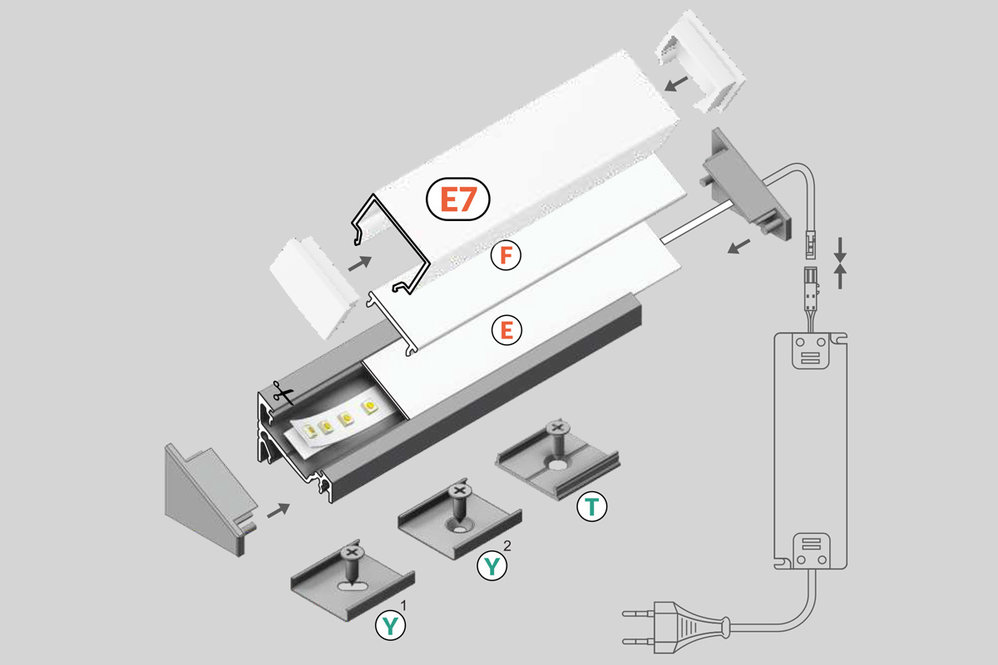 ANGLE14 Profilé LED Surface 14mm 1m-2m