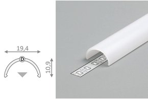 Cover D ClickOver capot semi-circulaire blanc laiteux en longueurs de 1m ou 2m