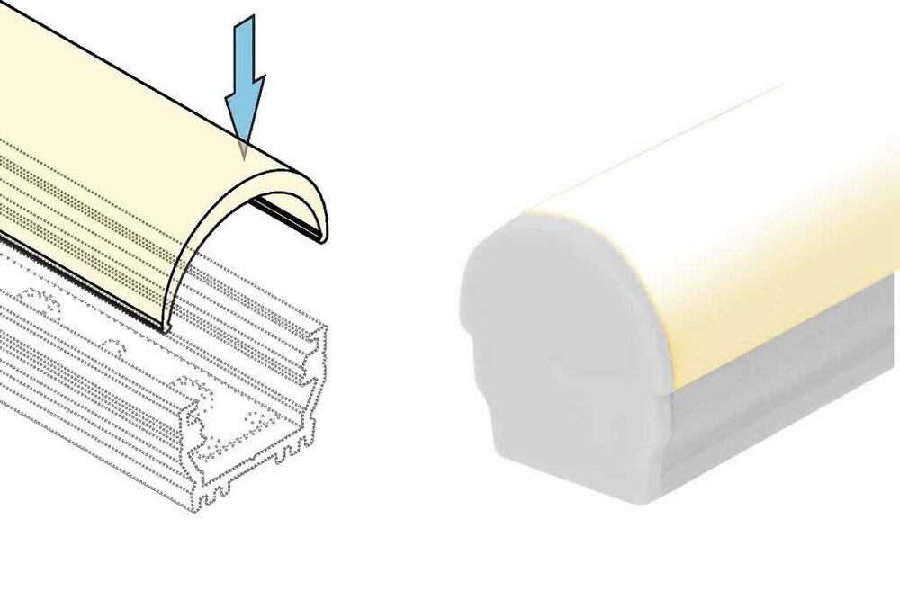 Cover D ClickOver capot semi-circulaire blanc laiteux en 1m ou 2m de long pour les profilés OMNI et WALL