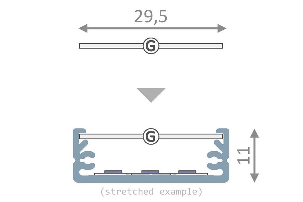 Couvercle G GlisserCôté en 1m ou 2m pour les profils de type STRETCHED et ANGLE27.