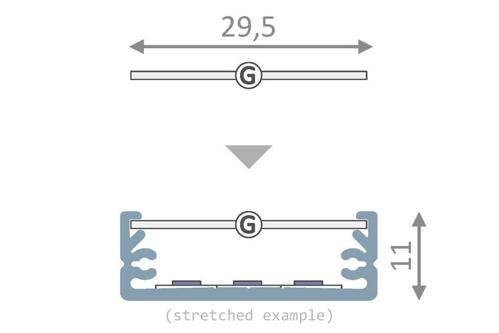 Couvercle G GlisserCôté en 1m ou 2m pour les profils de type STRETCHED et ANGLE27.