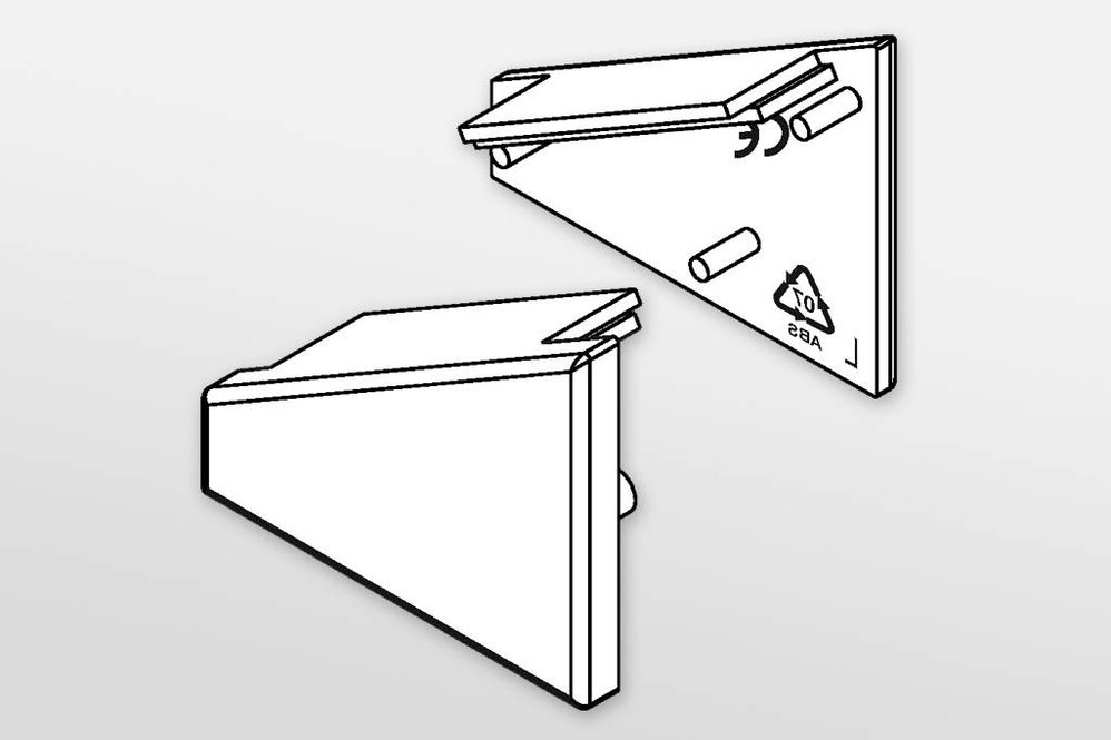 Embouts pour profilé LED ANGLE14 Ensemble de deux, avec ou sans trou pour câble