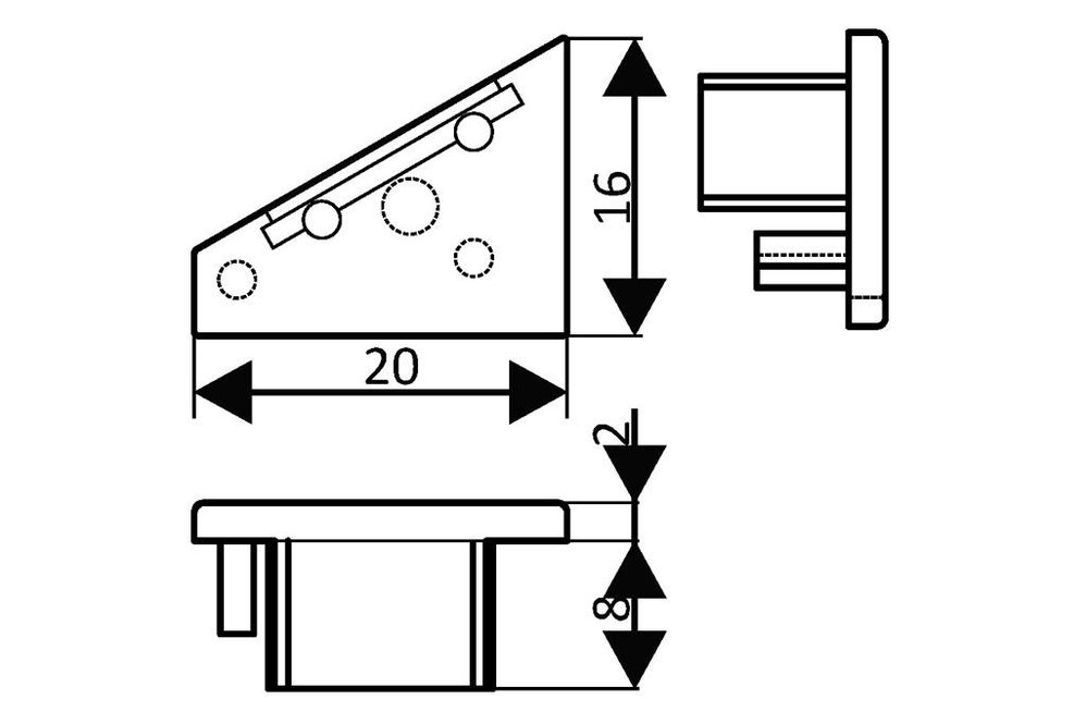 Embouts pour profilé LED ANGLE Ensemble de deux, avec ou sans trou pour câble