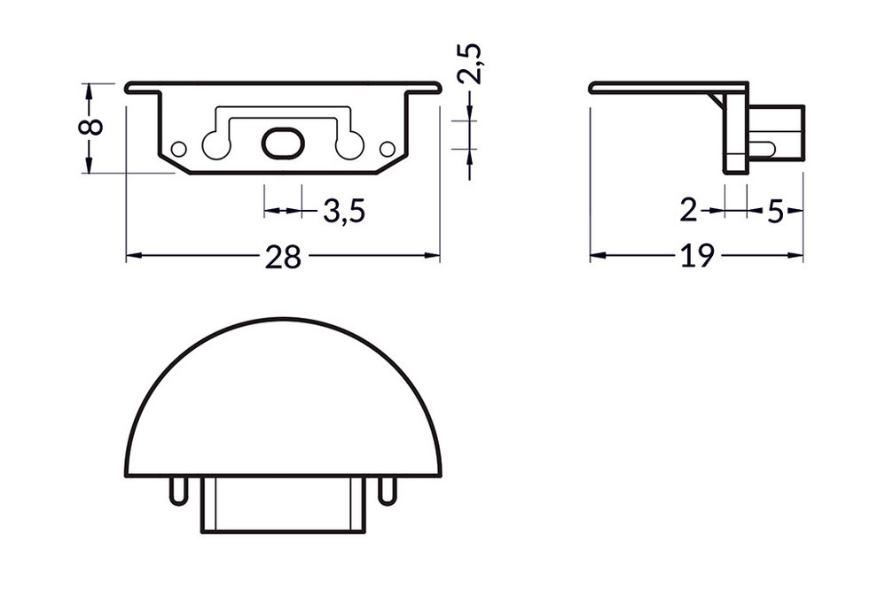 Embouts pour profilé LED LINEA14 Ensemble de deux