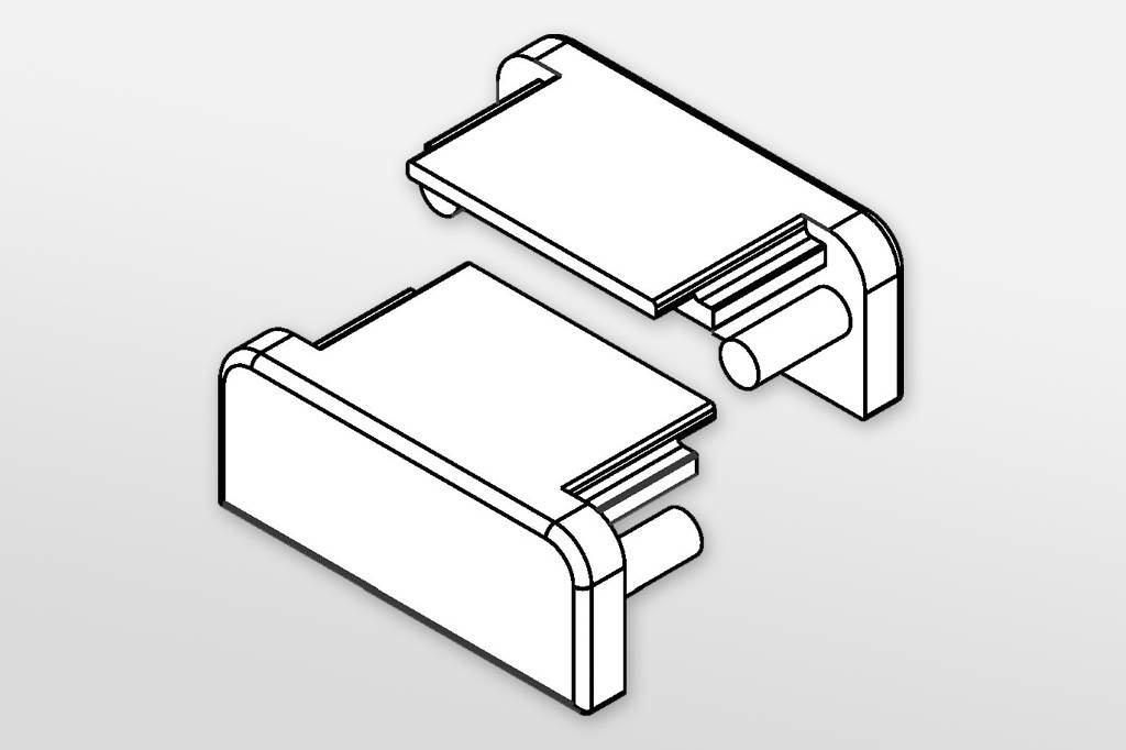 Embouts pour profilé LED FLUID, ensemble de deux, avec ou sans trou pour câble