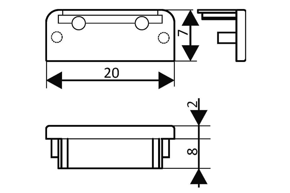 Embouts pour profilé LED FLUID, ensemble de deux, avec ou sans trou pour câble