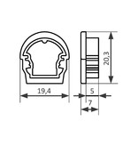 Embouts pour profilé LED OMNI avec cache RONDE `D`, ensemble de deux, avec ou sans trou pour câble