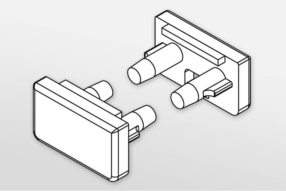Embouts pour profilé de type CONTOUR. Jeu de deux, avec ou sans trou de câble