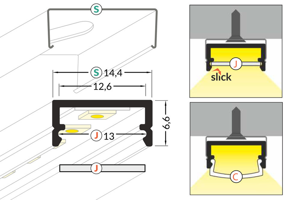 Embouts LUMO POUR COUVERTURE C (pas pour couverture type 'J'), Ensemble de deux pièces