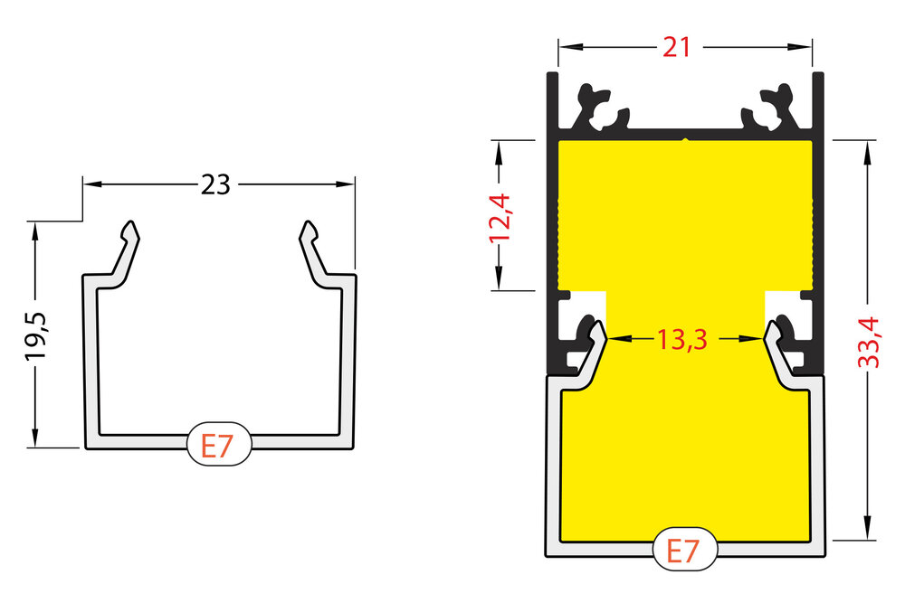 Couvercle E7 blanc laiteux en longueur de 1m ou 2m pour NOVA et ANGLE14