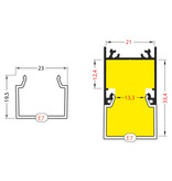 Couvercle E7 blanc laiteux en longueur de 1m ou 2m pour NOVA et ANGLE14