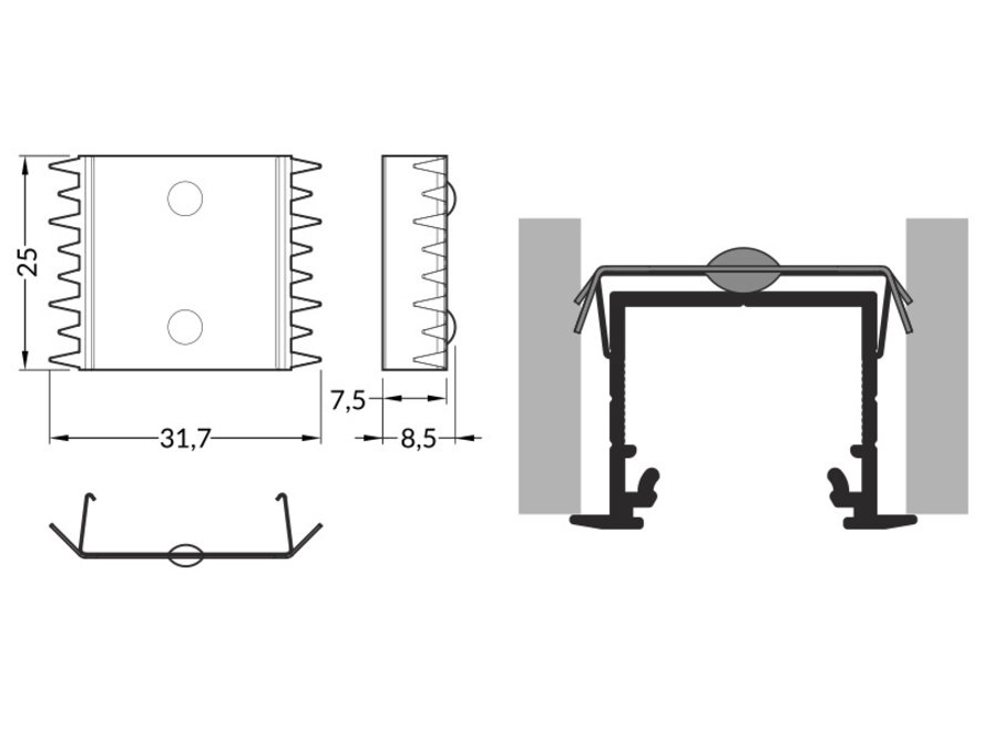 Support Type U7 Inox dentelé