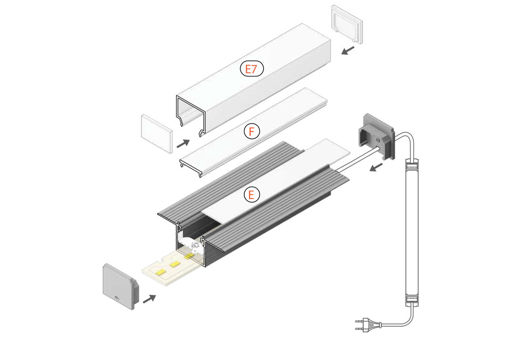 NOVA TS 20mm profilé LED enduit pour profilé a enduit et plâtre