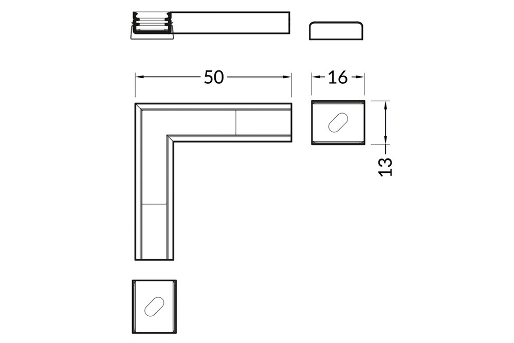 Connecteur d'angle à 90° pour profilé LED d'angle