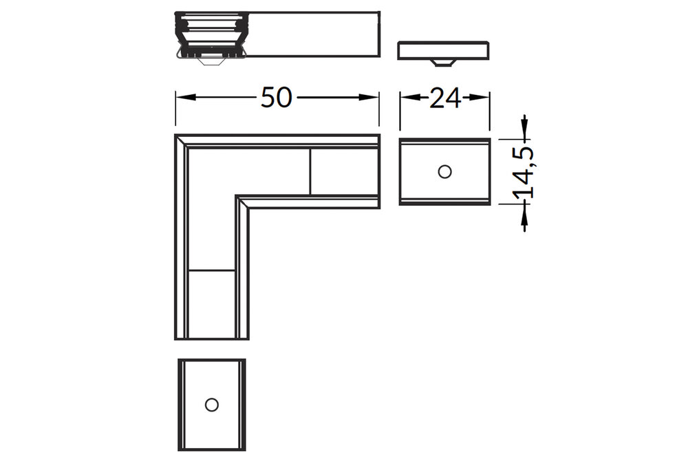 Connecteur d'angle 90° pour profilé LED d'OMNI
