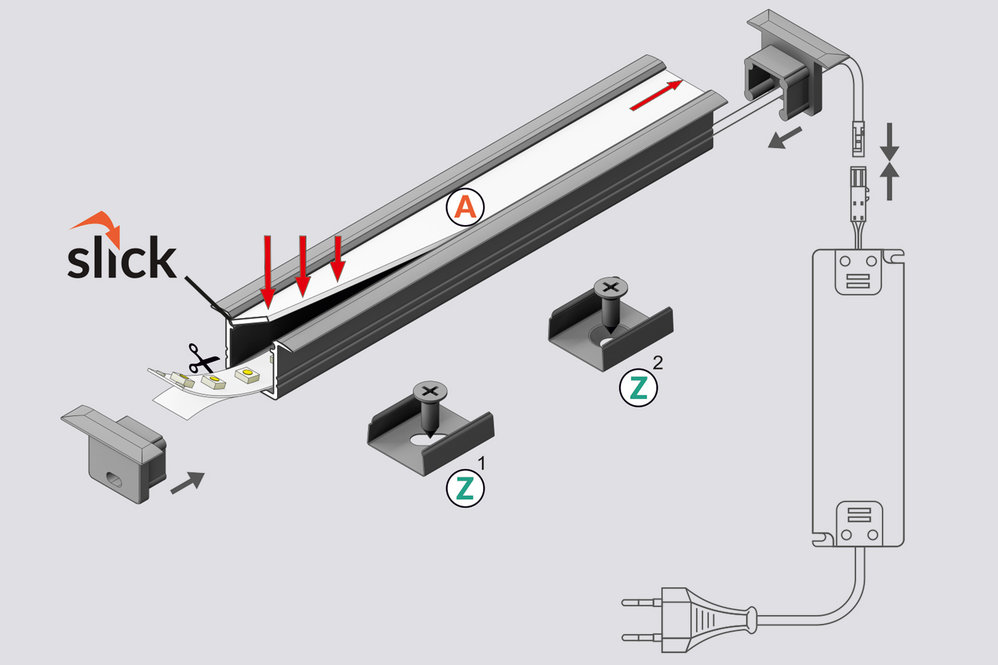 NOVA RS 10mm Profilé LED encastré 1m-2m