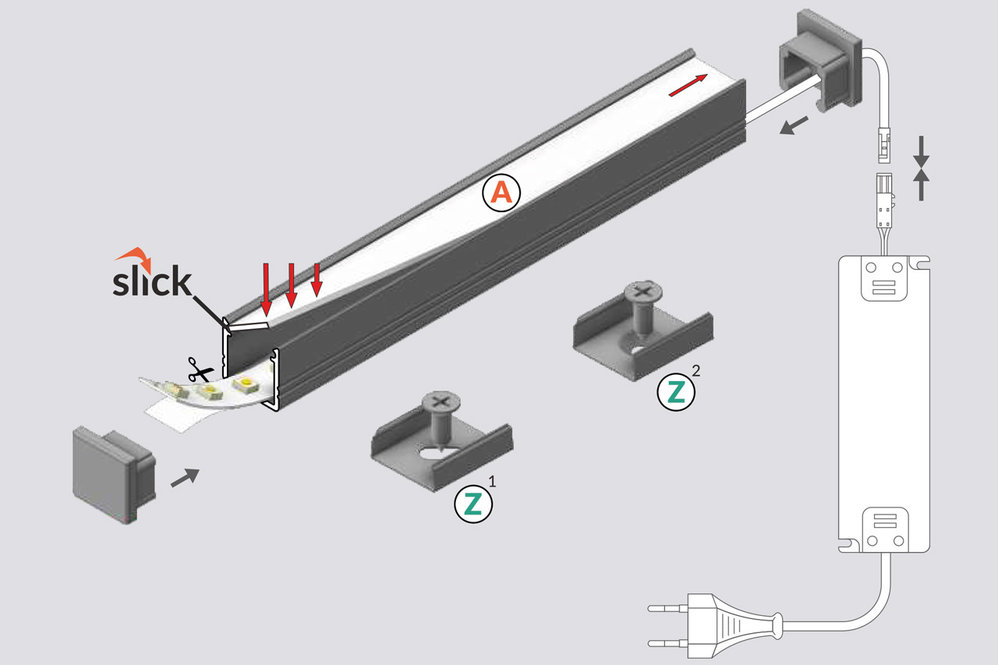 NOVA 10mm Profilé LED en saillie 1m-2m