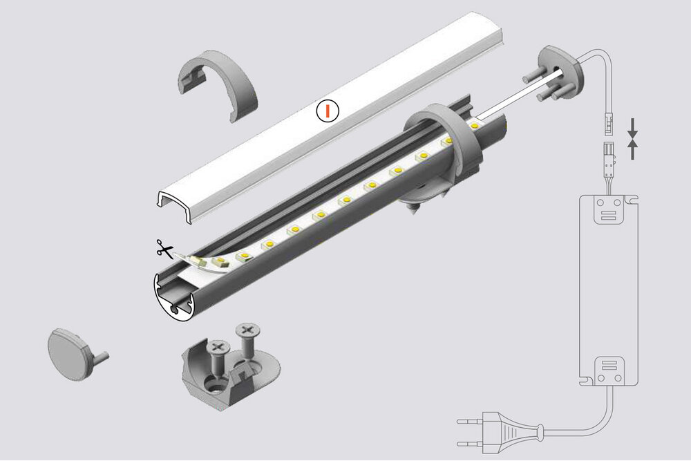 ROTO8 Profilé LED rond de 8mm pour montage en surface 1m-2m