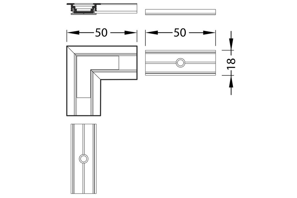 Connecteur d'angle 90° pour profilé LED d'angle LINEA10