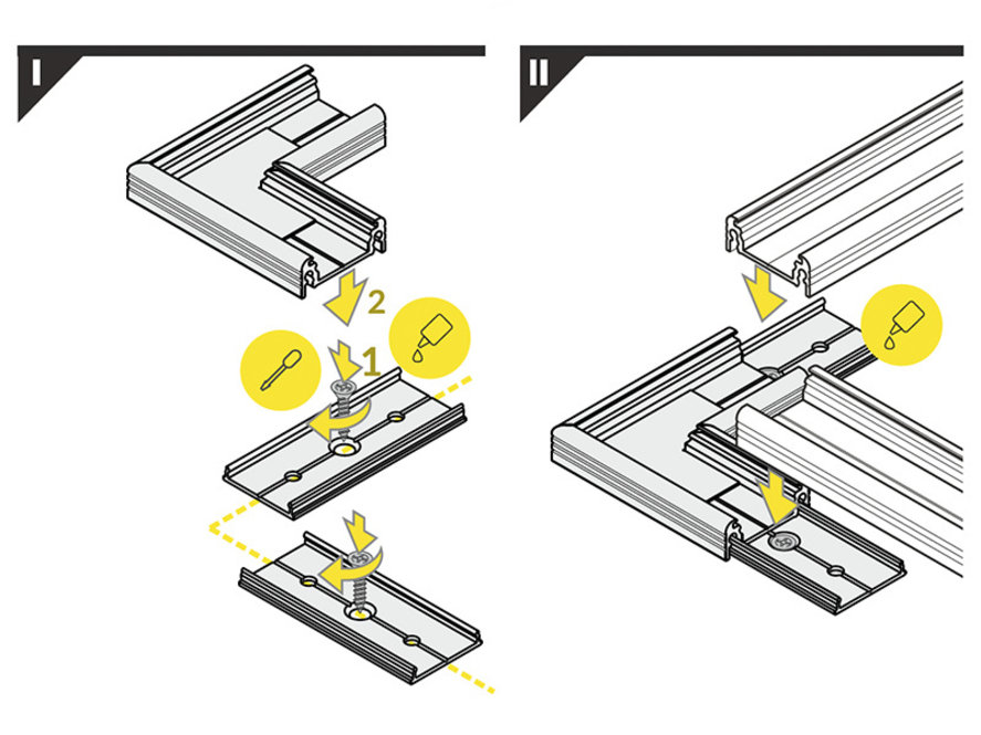 Profilé LED d'angle 90° pour profilé LED d'angle FLUID14
