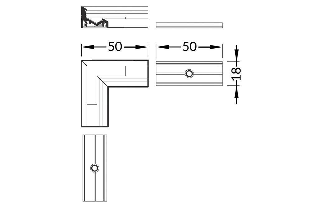 Connecteur d'angle 90° pour profilé LED d'angle