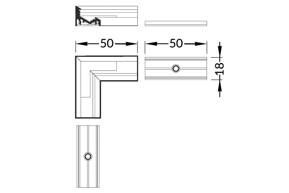 Connecteur d'angle 90° pour profilé LED d'angle