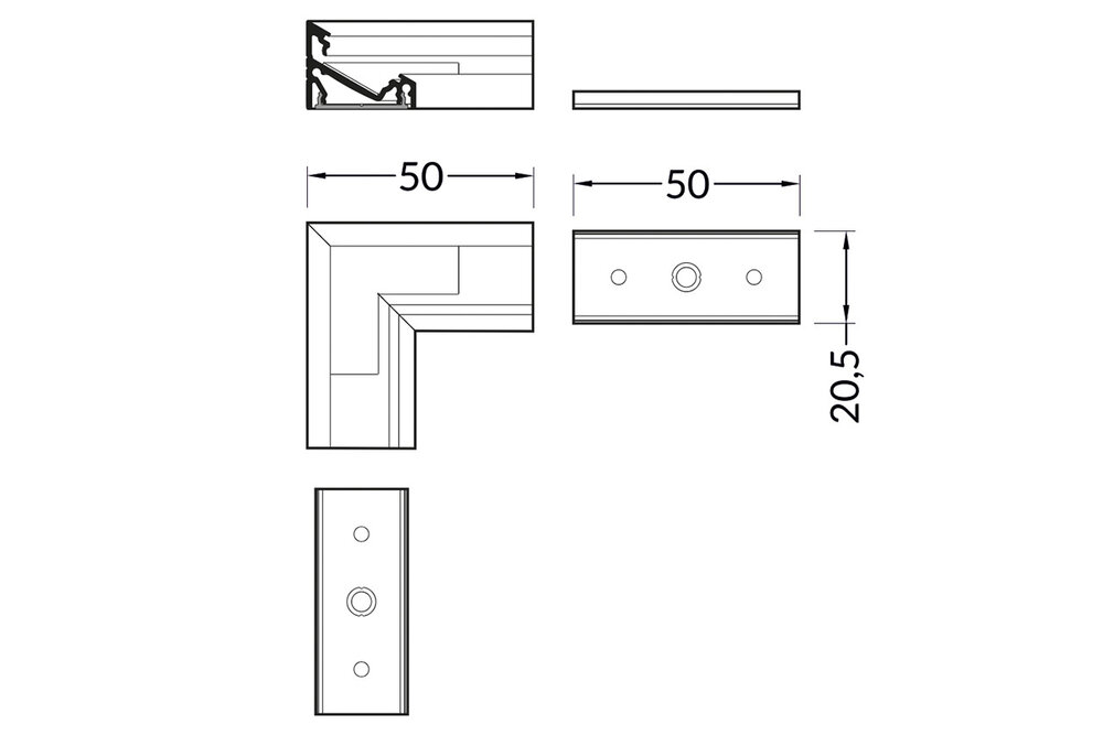 Connecteur d'angle 90° pour profilé LED ANGLE14