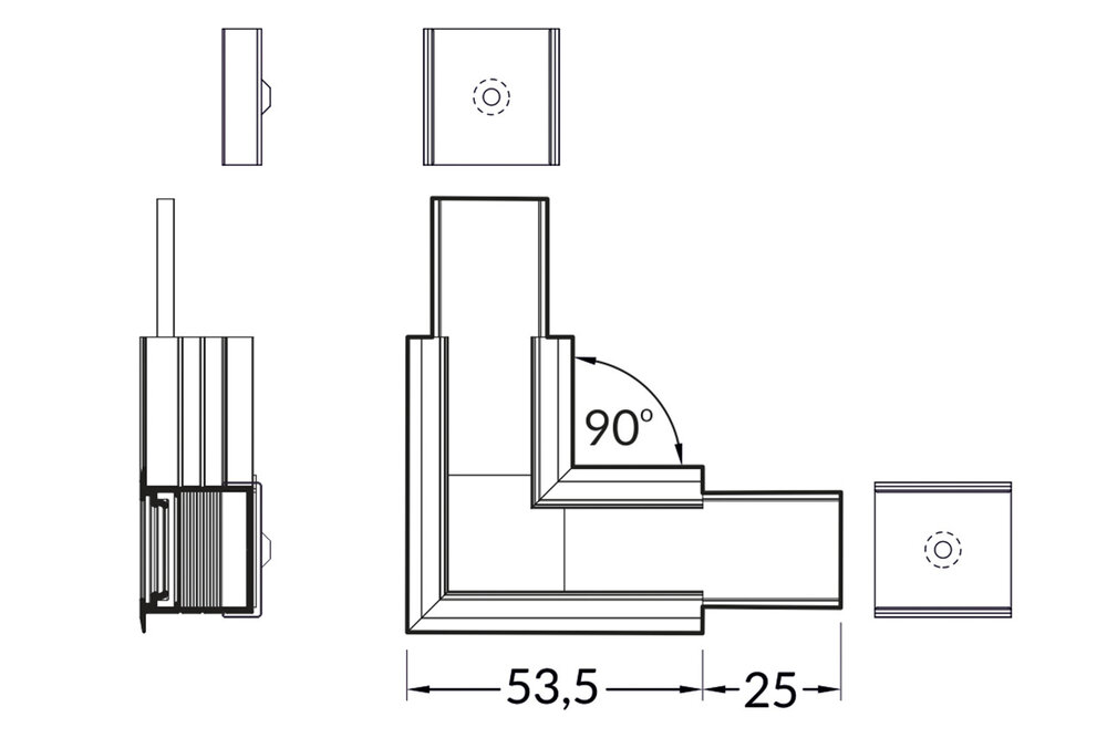 Connecteur d'angle 90° pour profilé LED NOVA20 RS