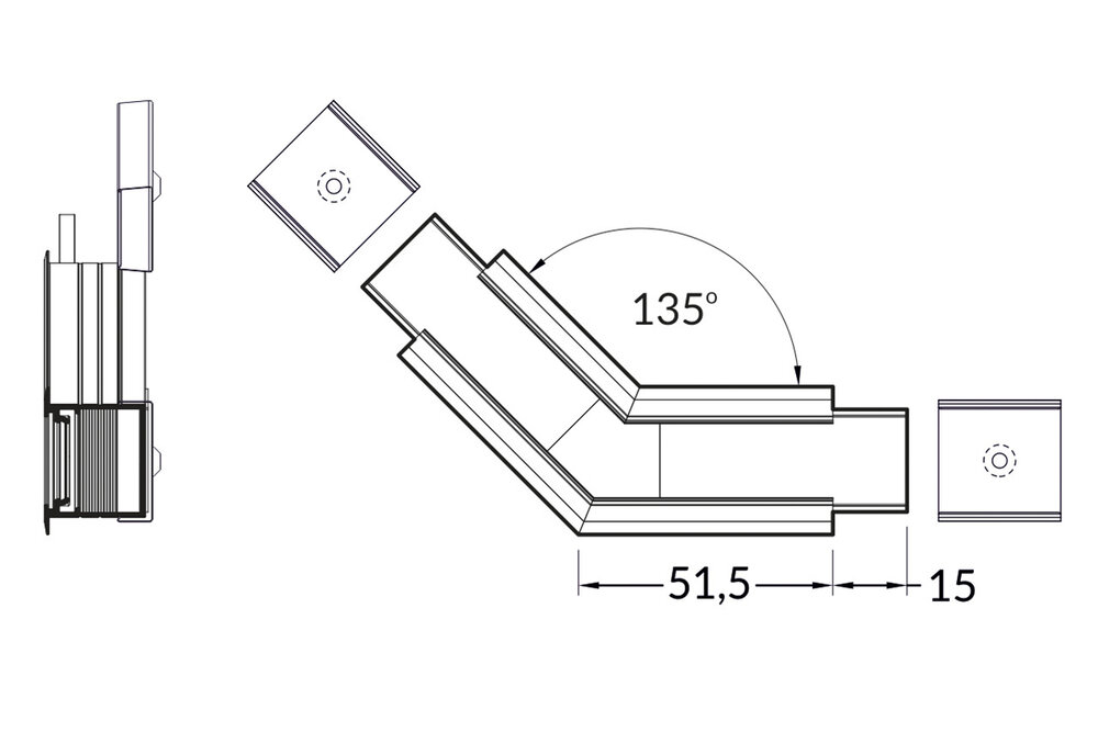 Connecteur d'angle 135° pour profilé LED NOVA20 RS