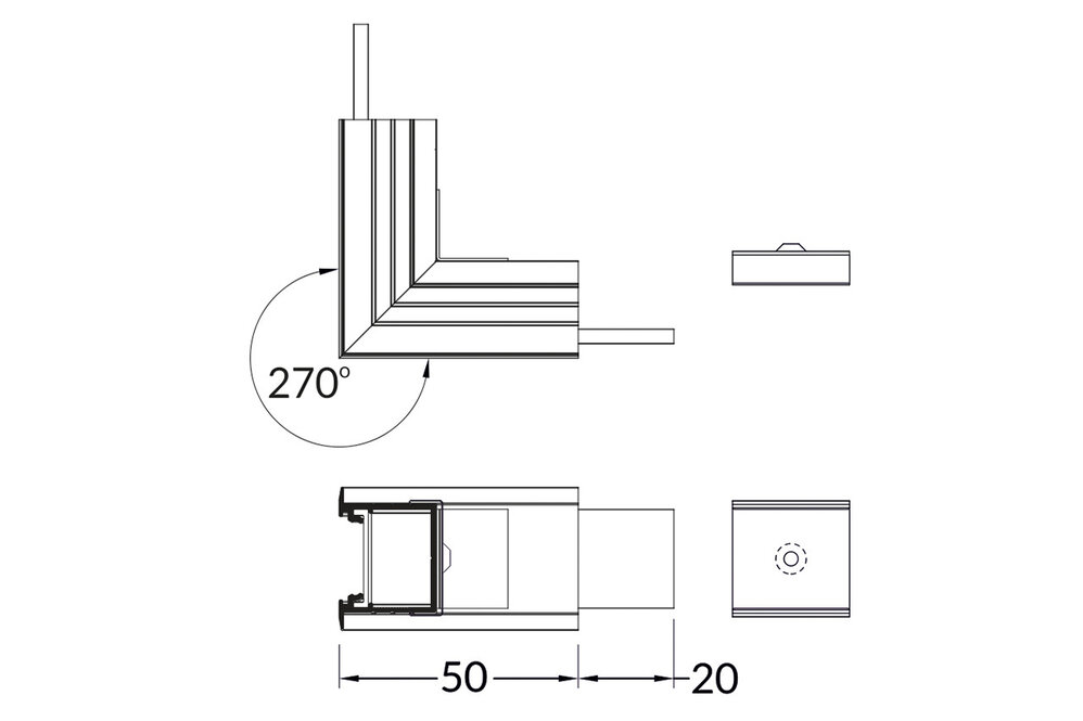 Raccord d'angle 90° extérieur pour profilé LED NOVA20 RS