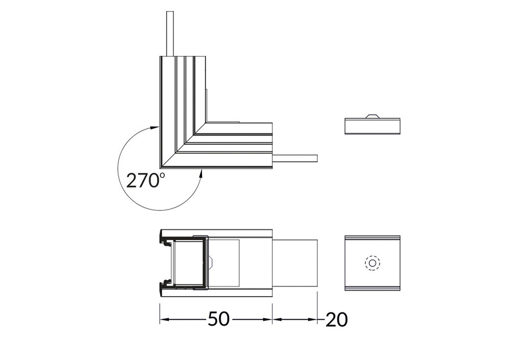 Raccord d'angle 90° extérieur pour profilé LED NOVA20 RS