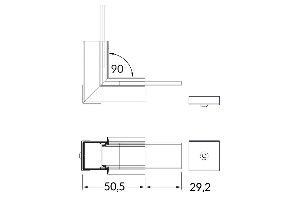 Raccord d'angle 90° intérieur pour profilé LED NOVA20 RS