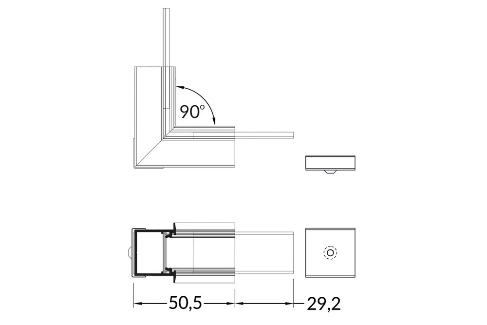 Raccord d'angle 90° intérieur pour profilé LED NOVA20 RS