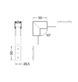 Raccord d'angle 90° intérieur pour profilé LED NOVA20