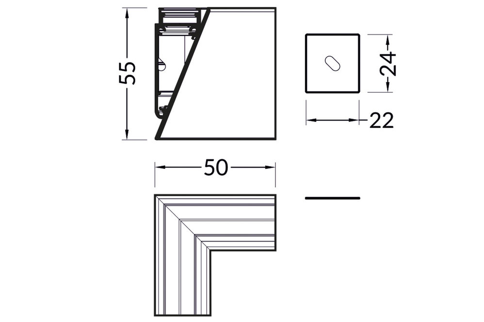 Connecteur d'angle 90° pour profilé LED WALL12