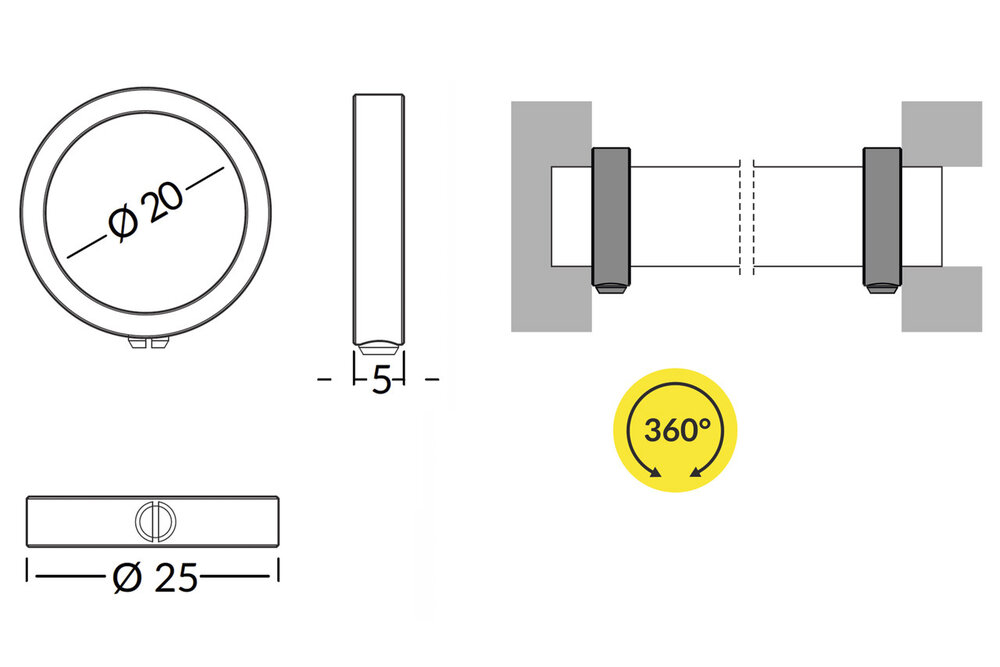 Supports ROTO12 Anneau chromé
