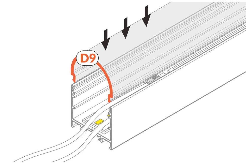 Couvercle D9 ClickOver semi-circulaire blanc laiteux en longueurs de 1m ou 2m