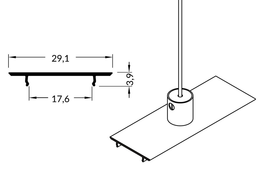 Couvercle en aluminium pour les profils arrière EVO 1m-2m