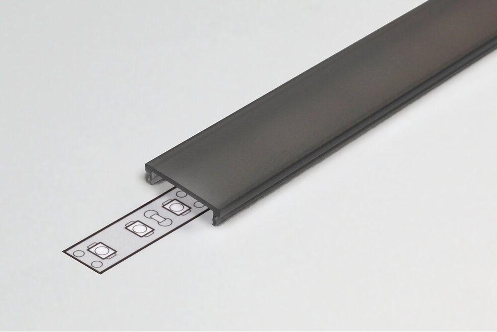Couvercle F CliquerDessus Noir en longueur de 1m ou 2m pour profilés de type FLUID14, LINEA14, ANGLE14 et NOVA
