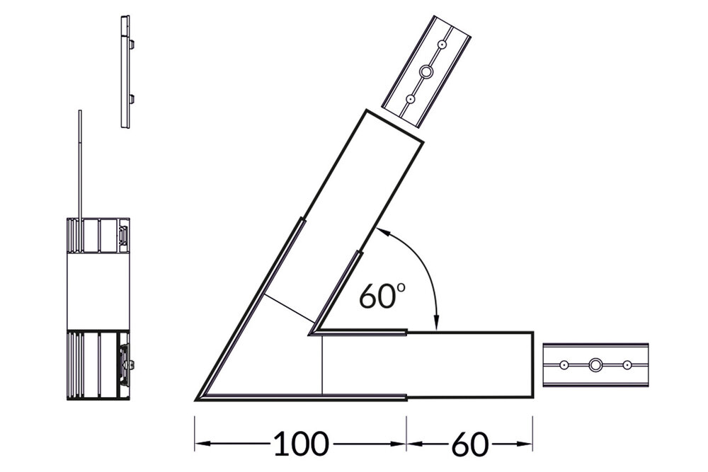 Profilé d'angle 60° pour profilé LED d'EVO302