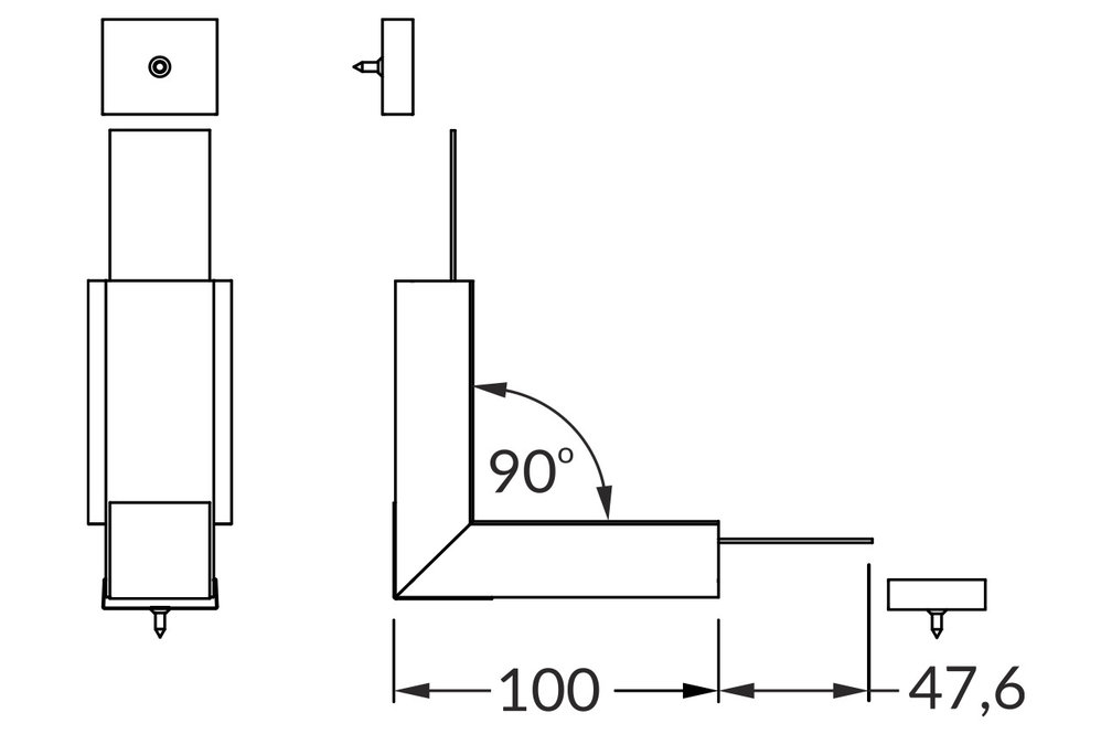 Raccord d'angle 90° intérieur pour profilé LED d'angle EVO302